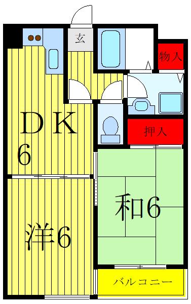 ラポールヤマミツ(2DK/4階)の間取り写真