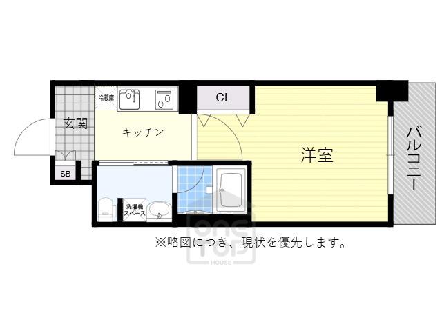エルプレイス江坂Ⅱ(1K/2階)の間取り写真