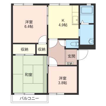 SHM フレグランス西高尾B(3K/2階)の間取り写真