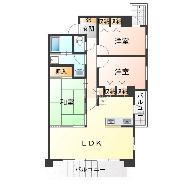 WILLDO西明石(3LDK/5階)の間取り写真
