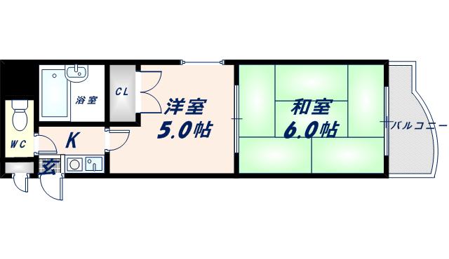 エンゼルハイツ小阪本町(2K/4階)の間取り写真