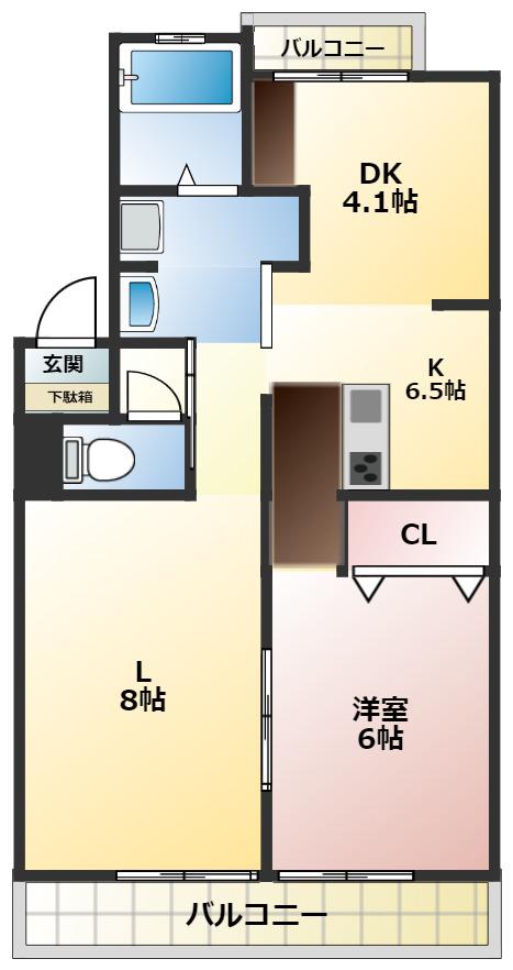 浦里第一マンション(1LDK/3階)の間取り写真