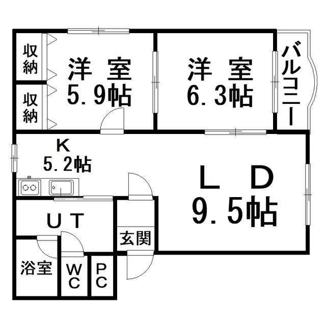 メルローズ(2LDK/3階)の間取り写真