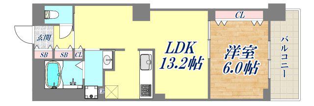 プラウド阪急塚口駅前(1LDK/4階)の間取り写真