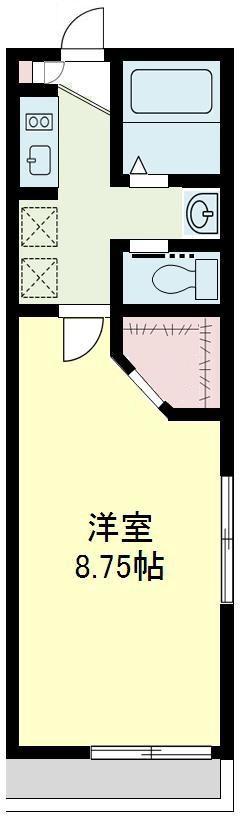 パームテラスII(1K/2階)の間取り写真