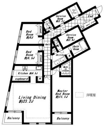 ビバリーホームズ広尾(3SLDK/2階)の間取り写真