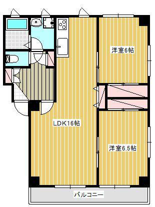ルミエール東海岸B棟(2LDK/3階)の間取り写真
