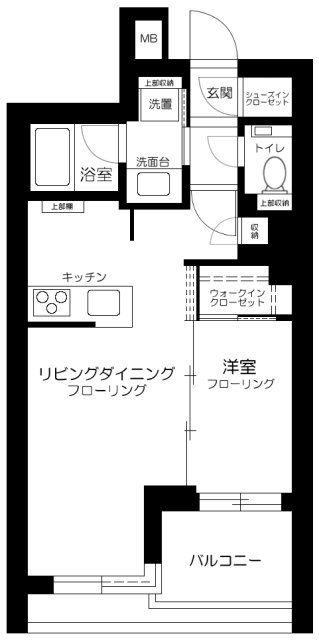 クレヴィア日本橋浜町公園(1LDK/4階)の間取り写真