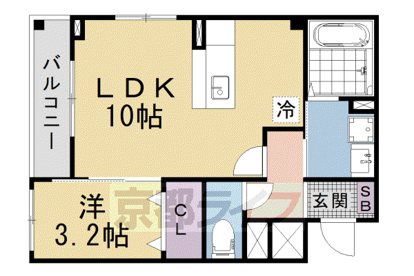 メゾン・ド・K 天神川(1LDK/2階)の間取り写真