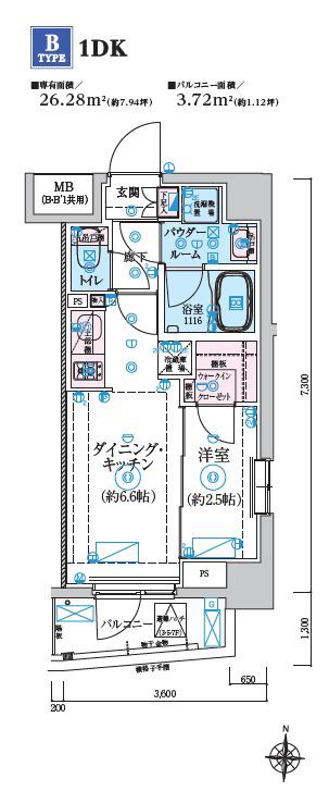 リヴシティ菊川駅前(1DK/7階)の間取り写真