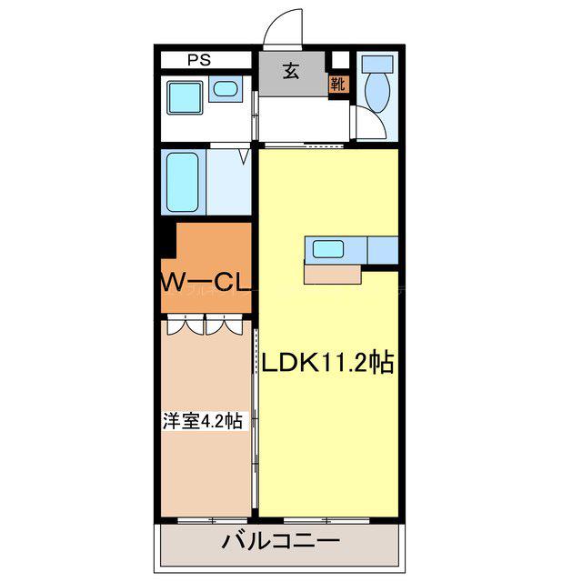サンライズ東口(1LDK/2階)の間取り写真