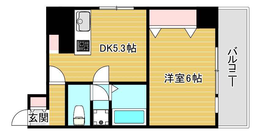 プレサンス千日前通(1DK/9階)の間取り写真