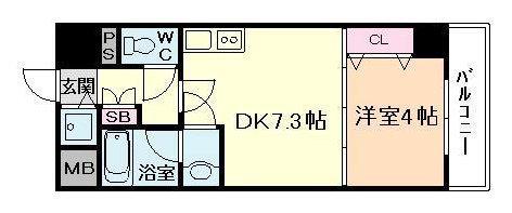 ONE ROOF FLAT TENJINBASHI(1DK/2階)の間取り写真