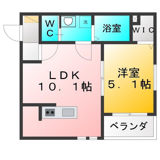 MELLAS田無(1LDK/2階)の間取り写真
