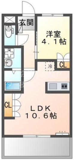 プランドール(1LDK/2階)の間取り写真