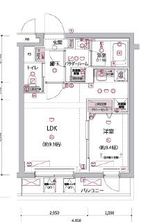 アルコバレーノ ブバイガワラ(1LDK/3階)の間取り写真