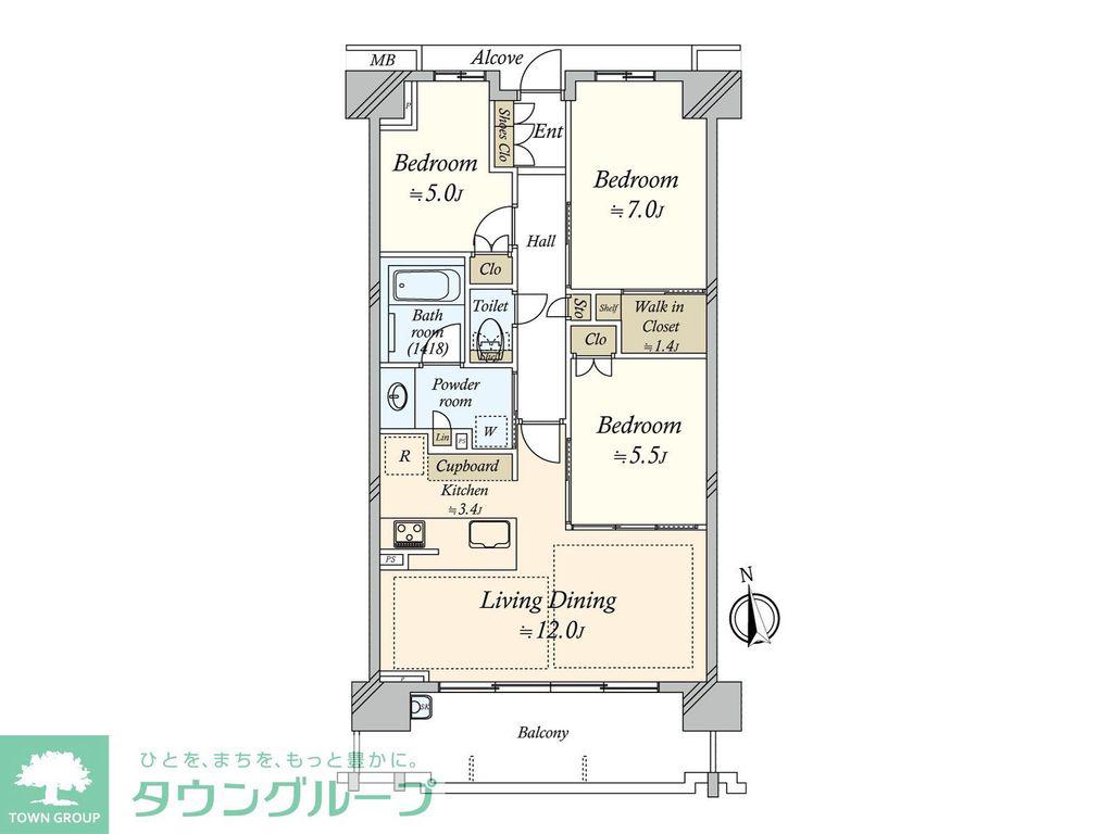 パークホームズ吹上(3LDK/2階)の間取り写真