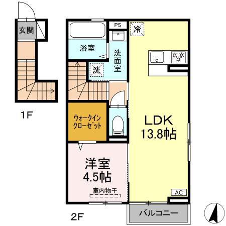 LULL I(1LDK/2階)の間取り写真