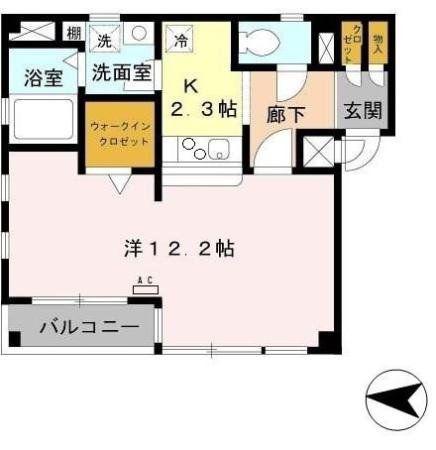 メルチェ・アモーレ(1K/1階)の間取り写真