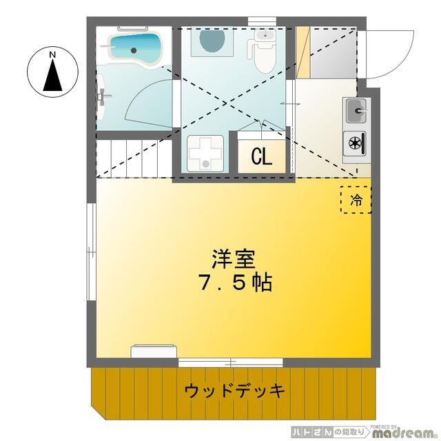 ヒロセハウス(ワンルーム/1階)の間取り写真