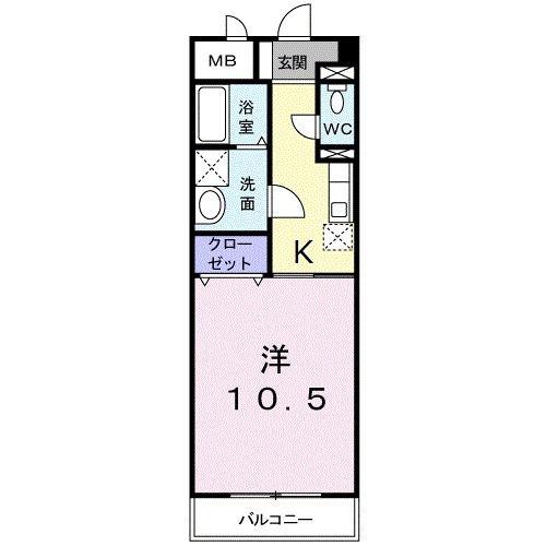 グランディール太田A(1K/2階)の間取り写真