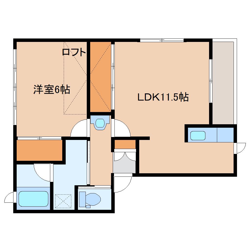 ルッカハウス(1LDK/2階)の間取り写真