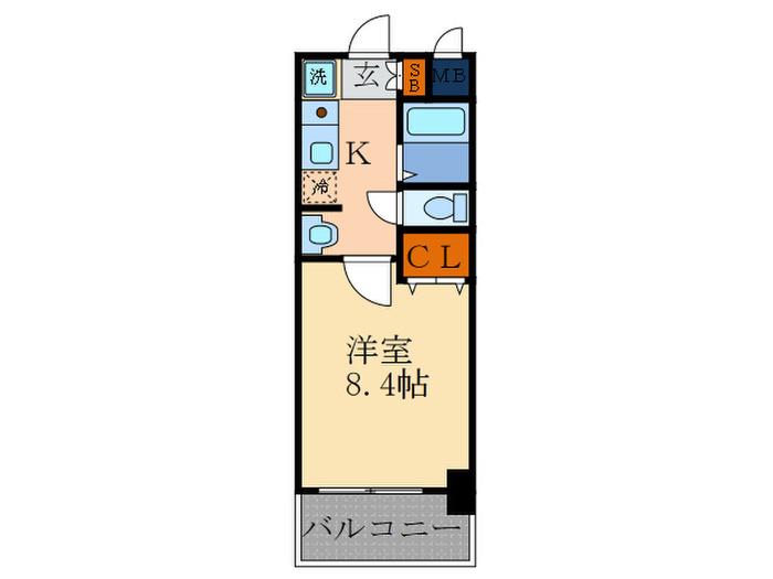 ヴィヴァーチェ四条大宮(1K/4階)の間取り写真
