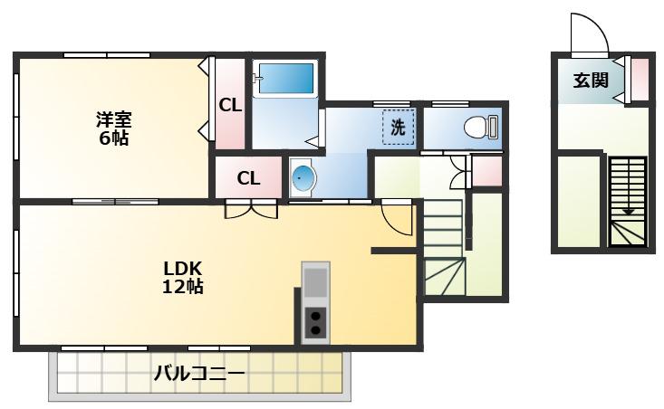 ラシュールリオン(1LDK/2階)の間取り写真