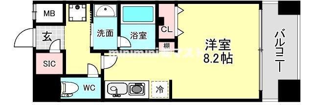 パークフラッツ弁天町駅前(ワンルーム/3階)の間取り写真