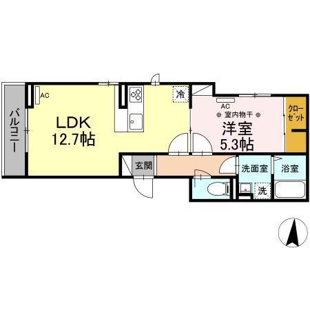 DーROOM ARAI 4TH STREET(1LDK/2階)の間取り写真