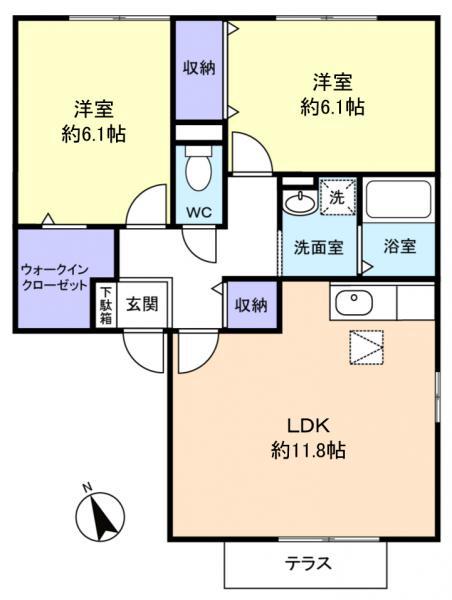 ヴィラ・エスポワール(2LDK/1階)の間取り写真