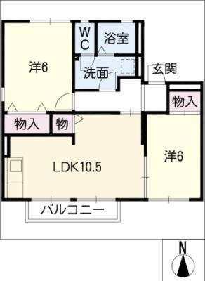プリシエールコスモスB棟(2LDK/1階)の間取り写真