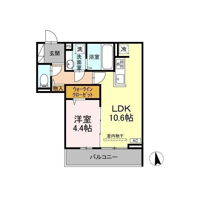 GRAND D-ROOM大手(1LDK/2階)の間取り写真