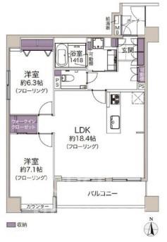 グラシオーズ芦刈山(3LDK/4階)の間取り写真