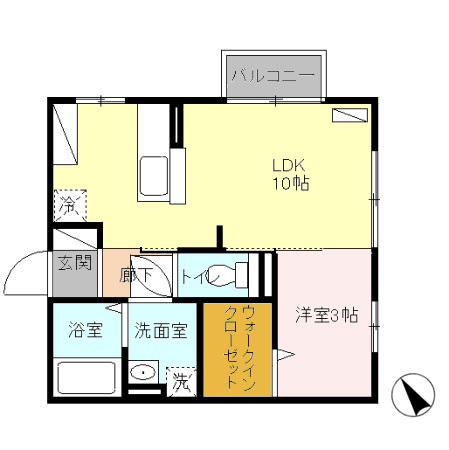 ソフィア(1LDK/2階)の間取り写真
