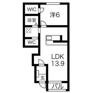 ヴィル・ホワイエ(1LDK/1階)の間取り写真