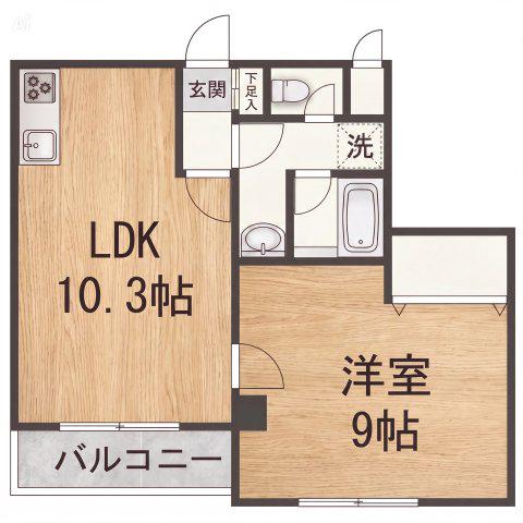コンチネンタルハイム(1LDK/3階)の間取り写真