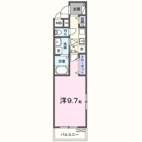レッドパイン(1K/1階)の間取り写真