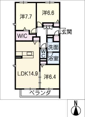 グリナージュ(3LDK/2階)の間取り写真