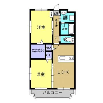 ユーミーひかりヶ丘(2LDK/3階)の間取り写真
