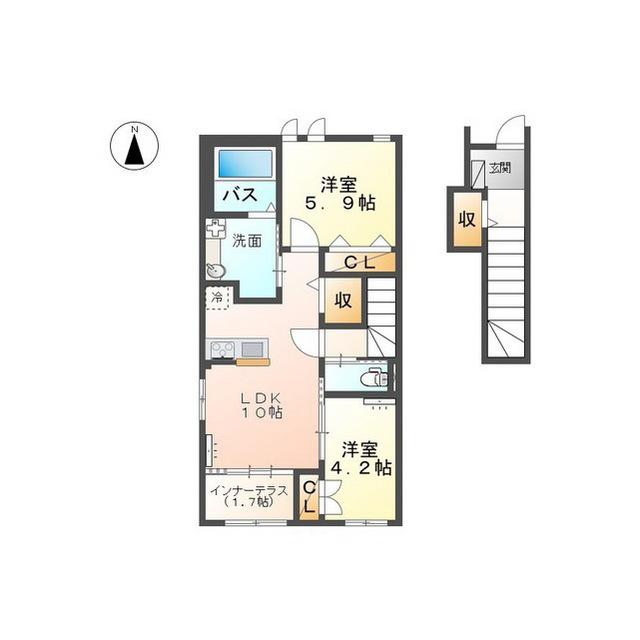 ディアマンテ(2LDK/2階)の間取り写真
