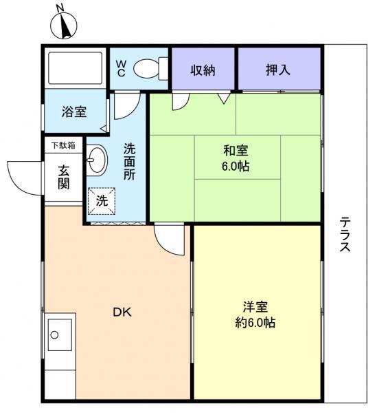 ラフィーヌヤマト(2DK/1階)の間取り写真