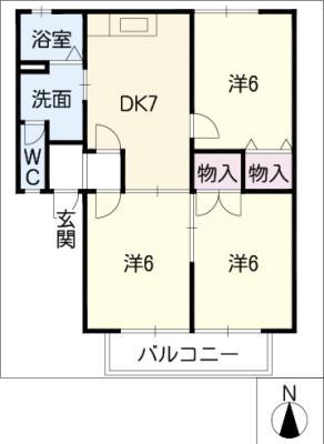 エクセルI(3DK/2階)の間取り写真