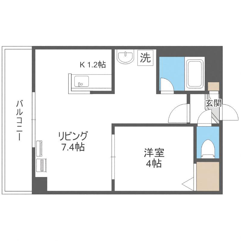 ロイヤルリバー(1LDK/7階)の間取り写真