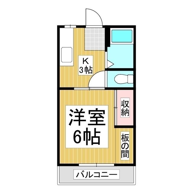 コーポカネセン(1K/2階)の間取り写真