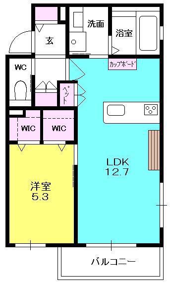 KAURI苦楽園(1LDK/2階)の間取り写真