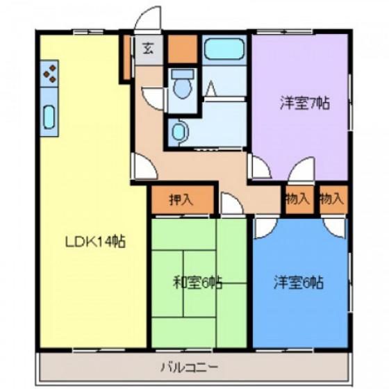 第2山幸マンション(3LDK/2階)の間取り写真