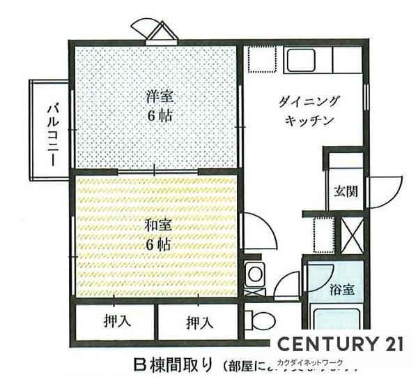 ガーデンハウスホリデーB(2DK/1階)の間取り写真