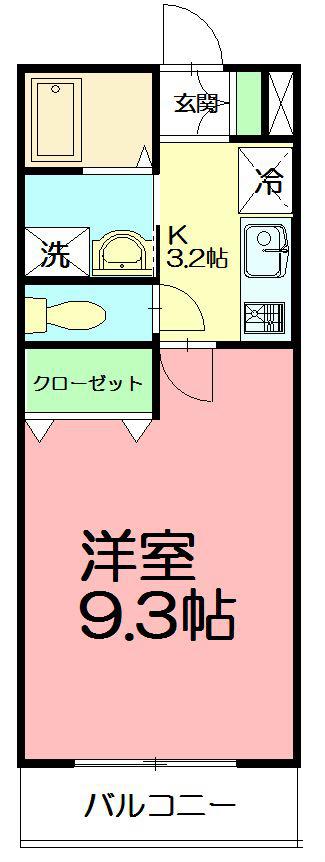 ホクラニ湘南(1K/1階)の間取り写真