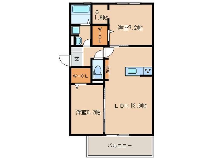 リヴェール(2SLDK/2階)の間取り写真